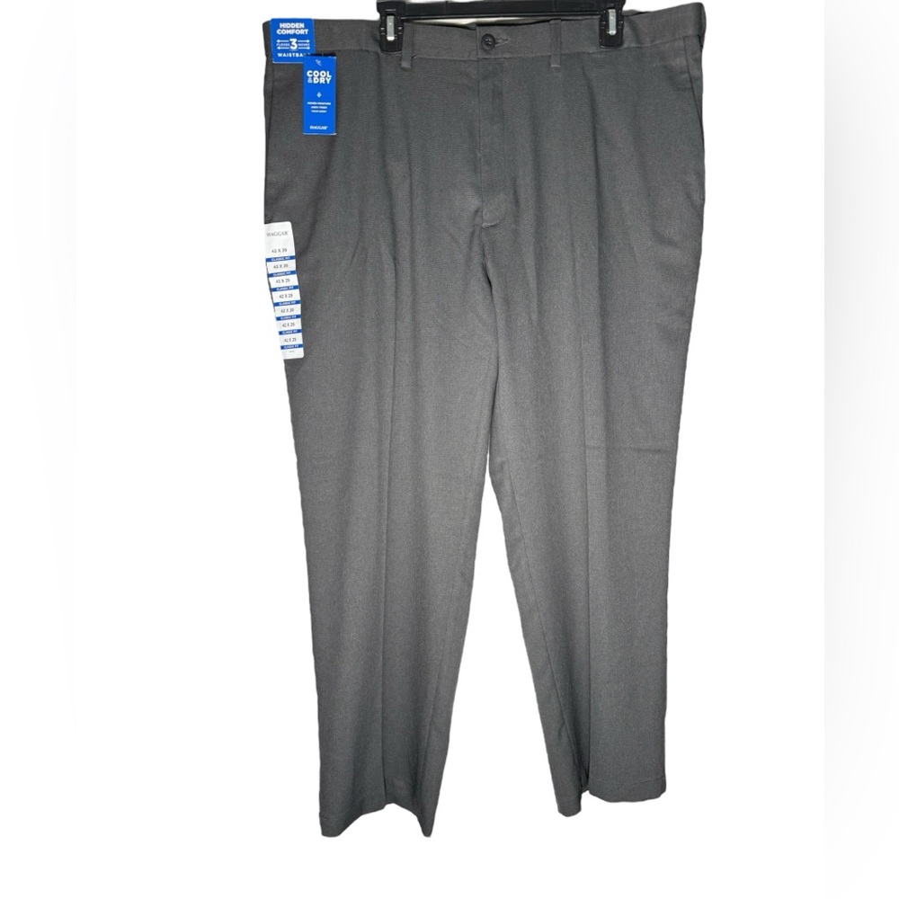 Haggar Cool Right Performance Flex Pant Mens size 42 x 29 Dark Gray Comfort NWT